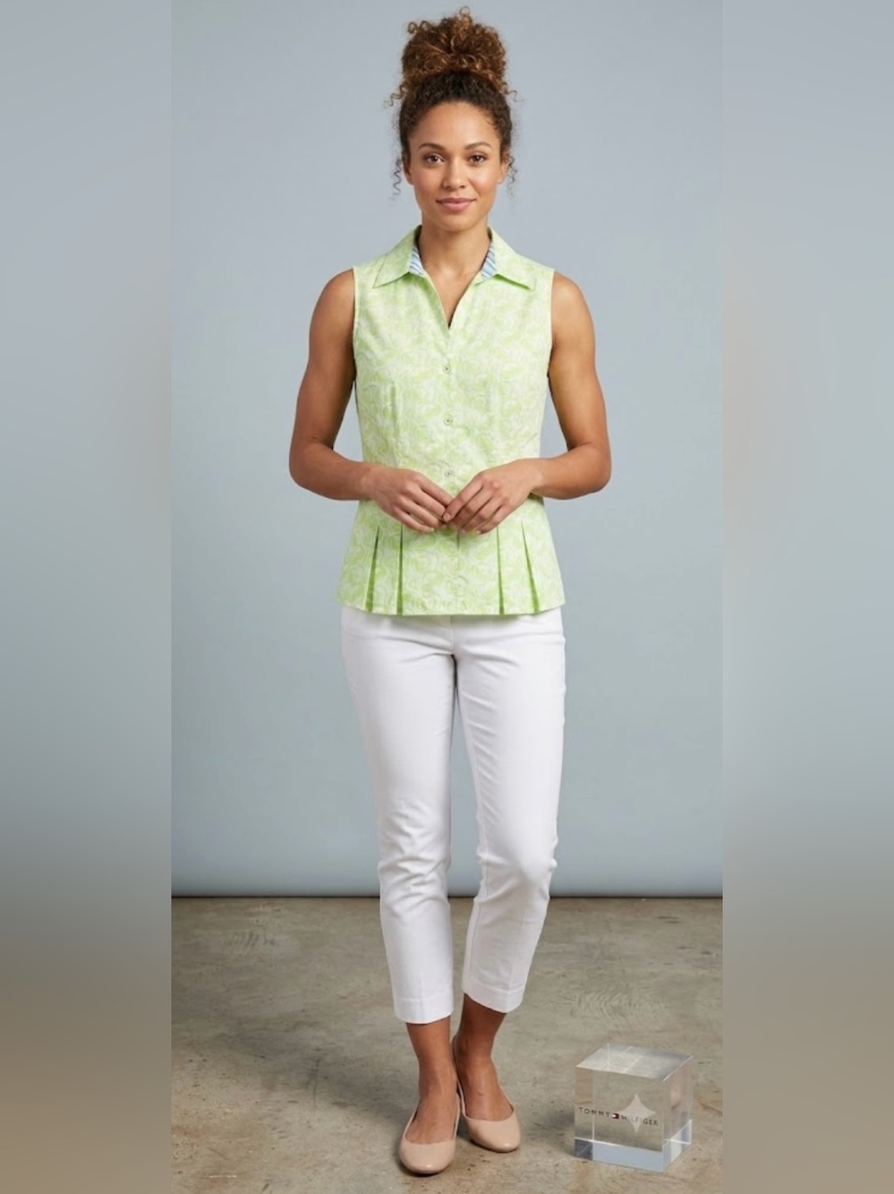 Tommy Hilfiger green sleeveless cotton blouse L